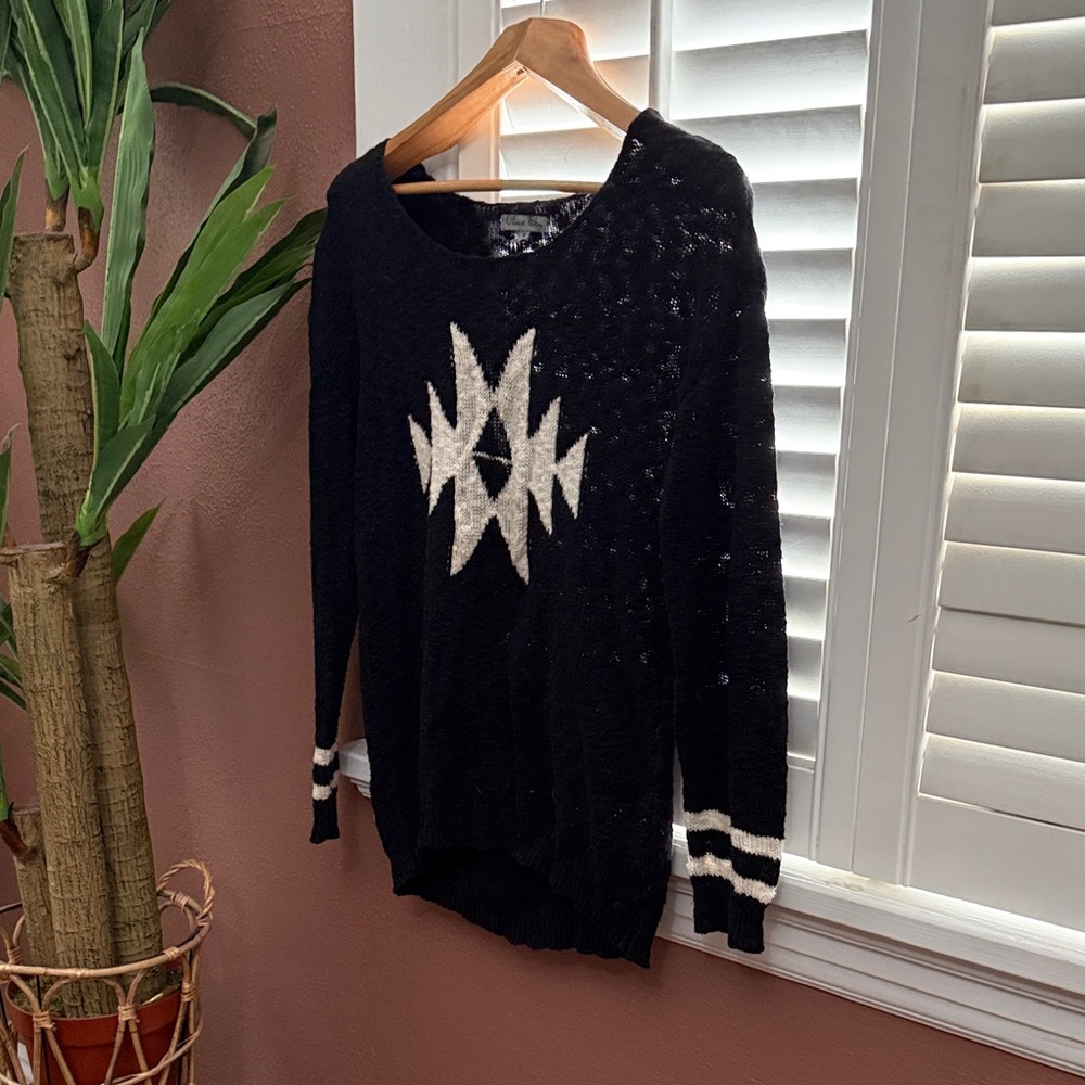 Olivia Sky Black and White Patterned Sweater